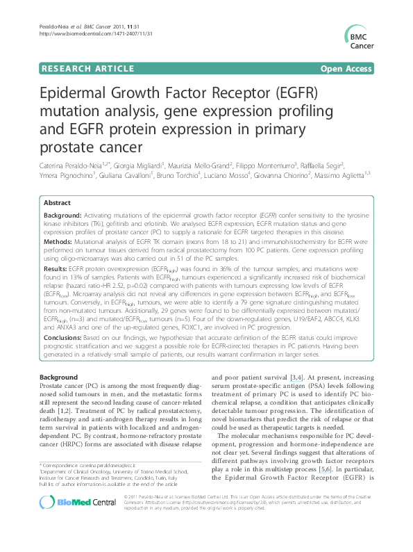 (PDF) Epidermal growth factor receptor (EGFR) mutations and expression ...