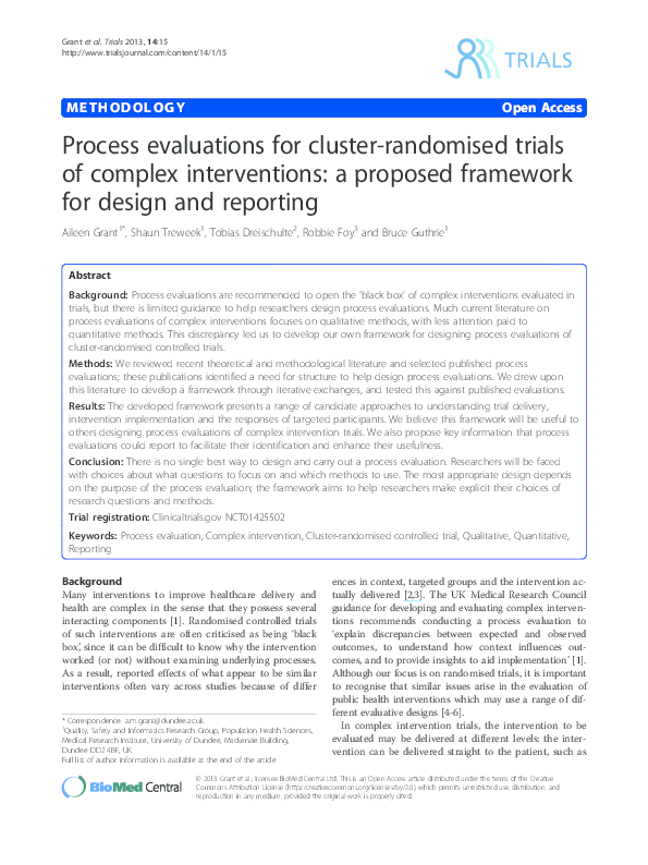 (PDF) Process evaluations for cluster-randomised trials of complex ...