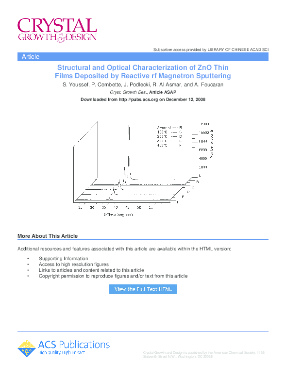 (PDF) Structural and optical characterization of ZnO nanocrystalline ...