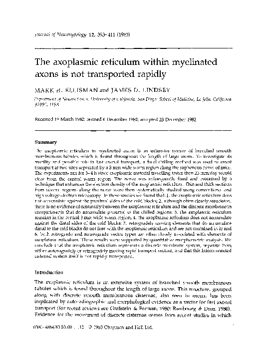 (PDF) The axoplasmic reticulum within myelinated axons is not ...