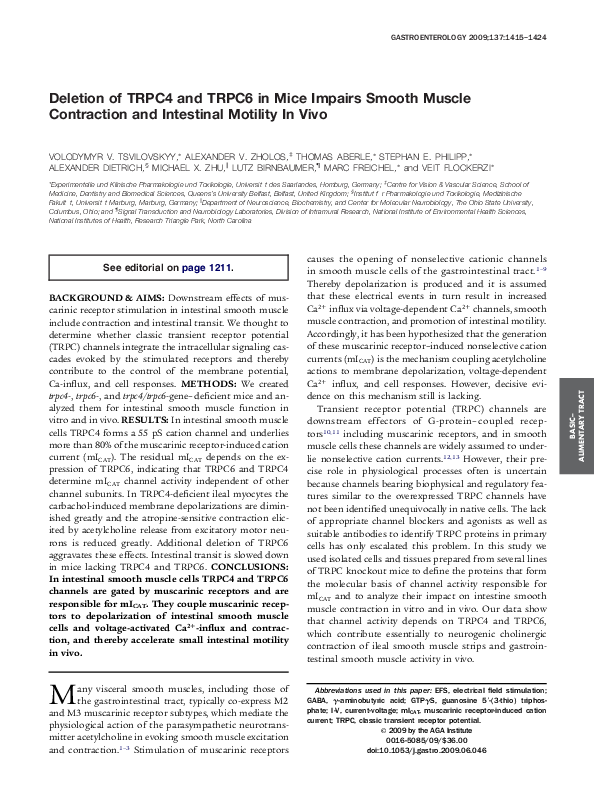 (PDF) Deletion of TRPC4 and TRPC6 in mice impairs smooth muscle ...