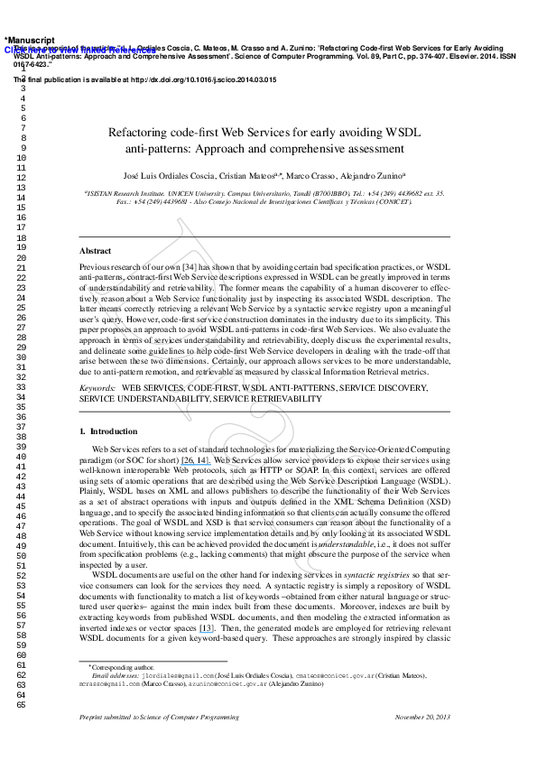 (PDF) Refactoring code-first Web Services for early avoiding WSDL anti ...