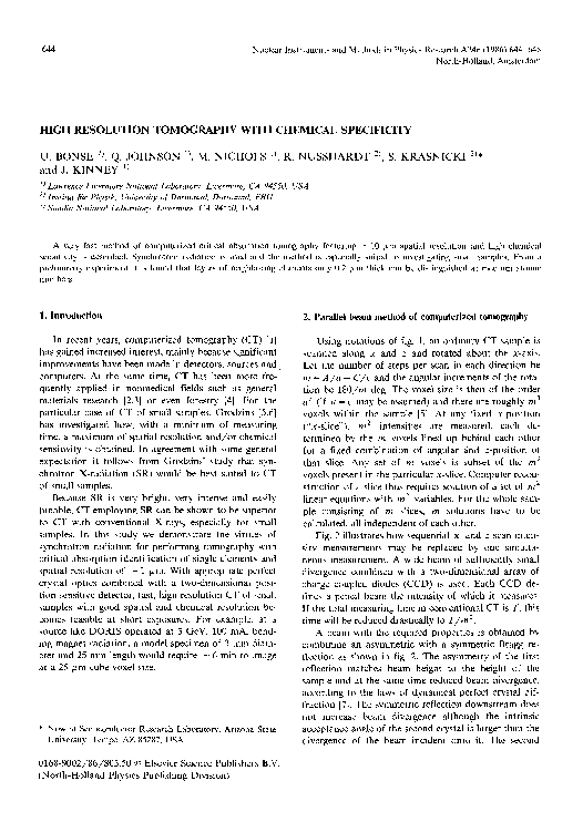 (PDF) High resolution tomography with chemical specificity