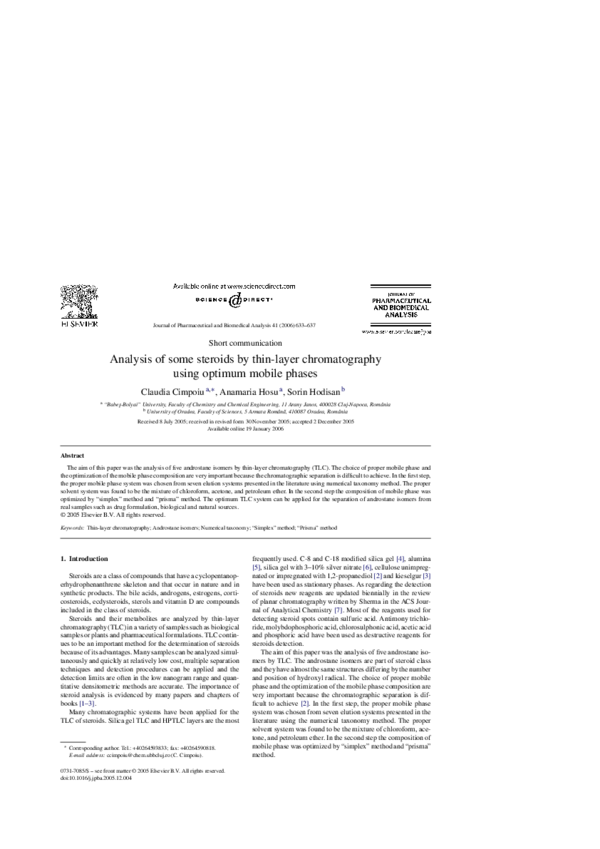 (PDF) Analysis of some steroids by thinlayer chromatography using