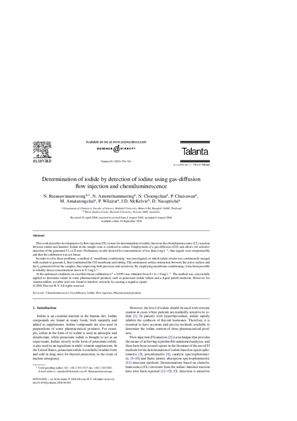 (PDF) Determination of iodide by detection of iodine using gas ...