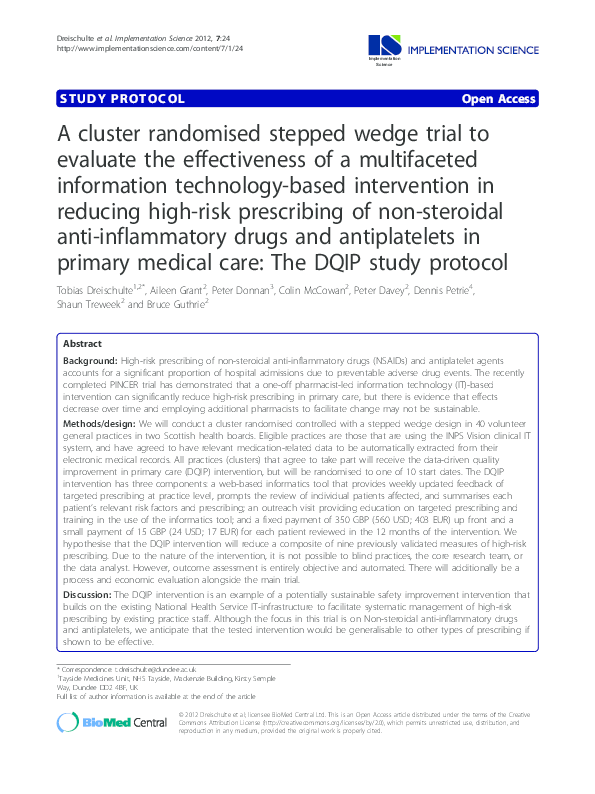 (PDF) A cluster randomised stepped wedge trial to evaluate the ...