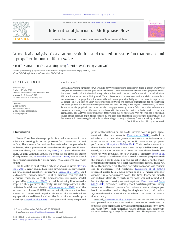 (PDF) Numerical analysis of cavitation evolution and excited pressure ...