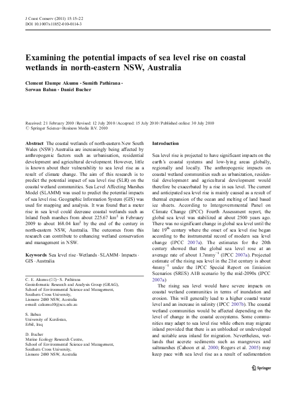 (PDF) Examining the potential impacts of sea level rise on coastal ...