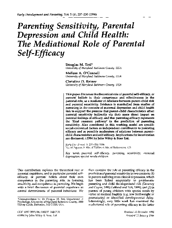 (PDF) Parenting Sensitivity, Parental Depression and Child Health: The ...