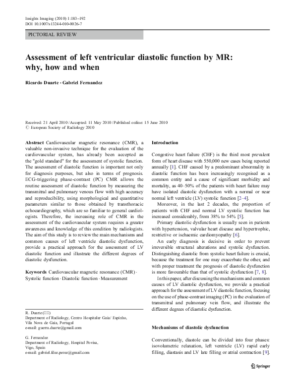 (PDF) Assessment of left ventricular diastolic function with ...