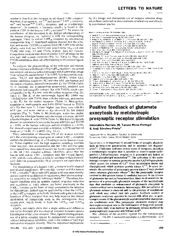 (PDF) Positive feedback of glutamate exocytosis by metabotropic ...