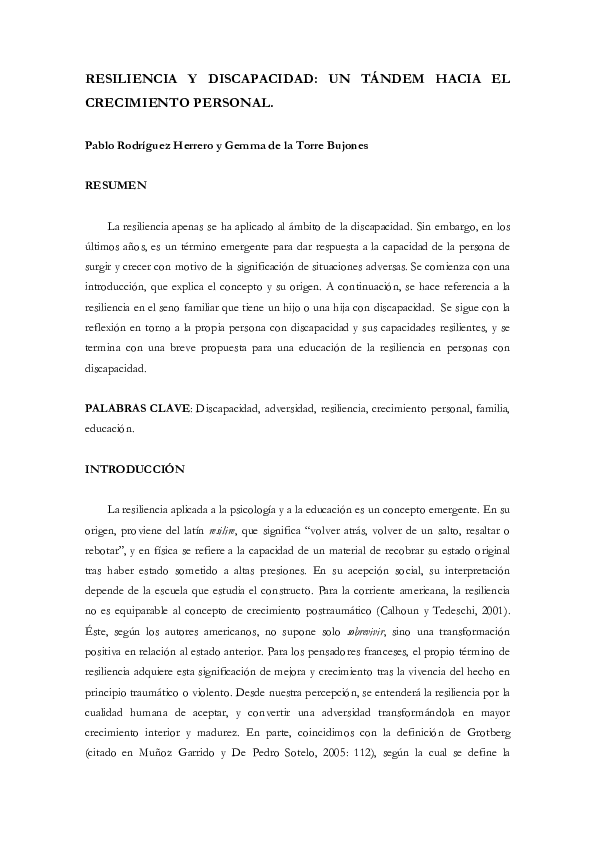 RESILIENCIA Y DISCAPACIDAD: UN TÁNDEM HACIA EL CRECIMIENTO PERSONAL