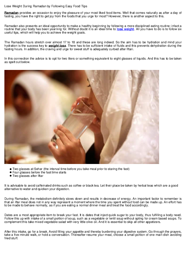 Pdf Lose Weight This Ramadan With 6 Easy Food Tips Fc Sonal Academia Edu