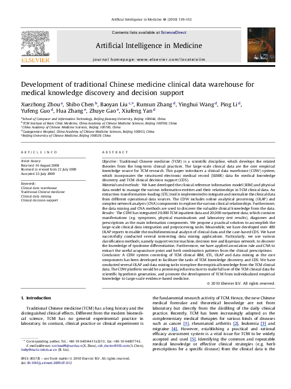 (PDF) Development of traditional Chinese medicine clinical data ...