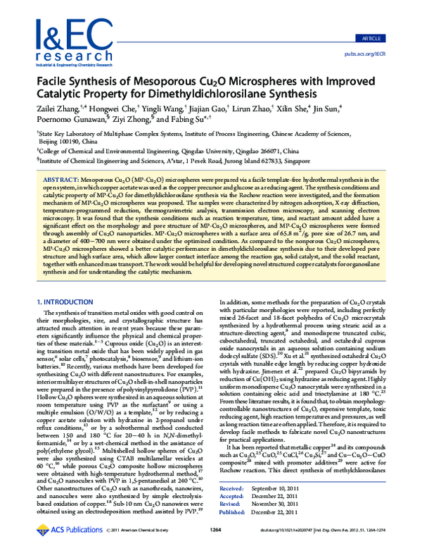 (PDF) Facile Synthesis of Mesoporous Cu2O Microspheres with Improved ...