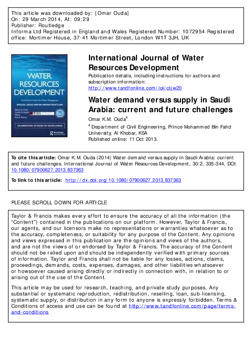 (PDF) Water demand versus supply in Saudi Arabia: current and future ...