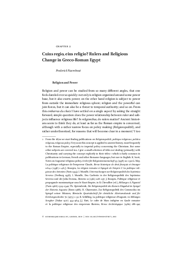 (PDF) Naerebout F.G. (2014), Cuis regio, eius religio? Rulers and