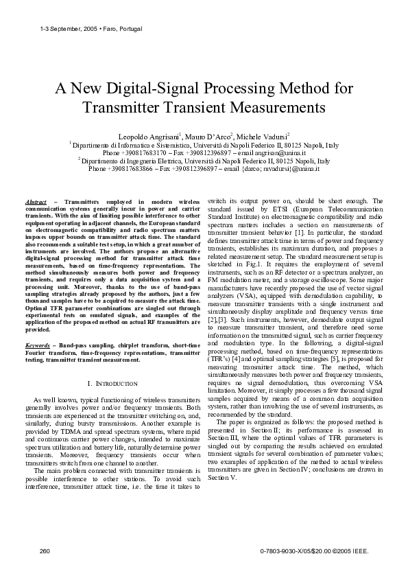 (PDF) A new digitalsignal processing method for transmitter transient measurements Mauro D