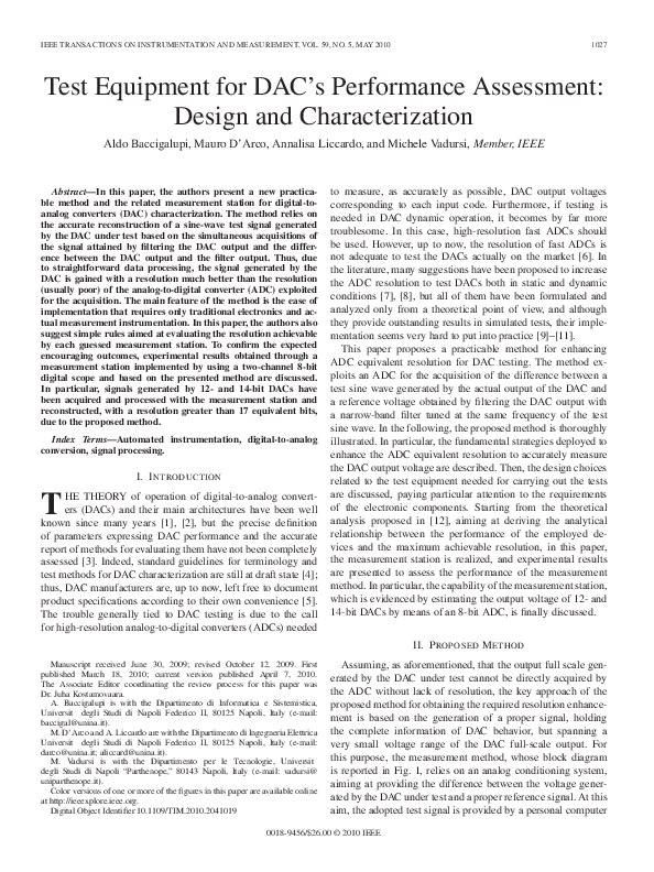 (PDF) Test Equipment for DAC's Performance Assessment: Design and ...