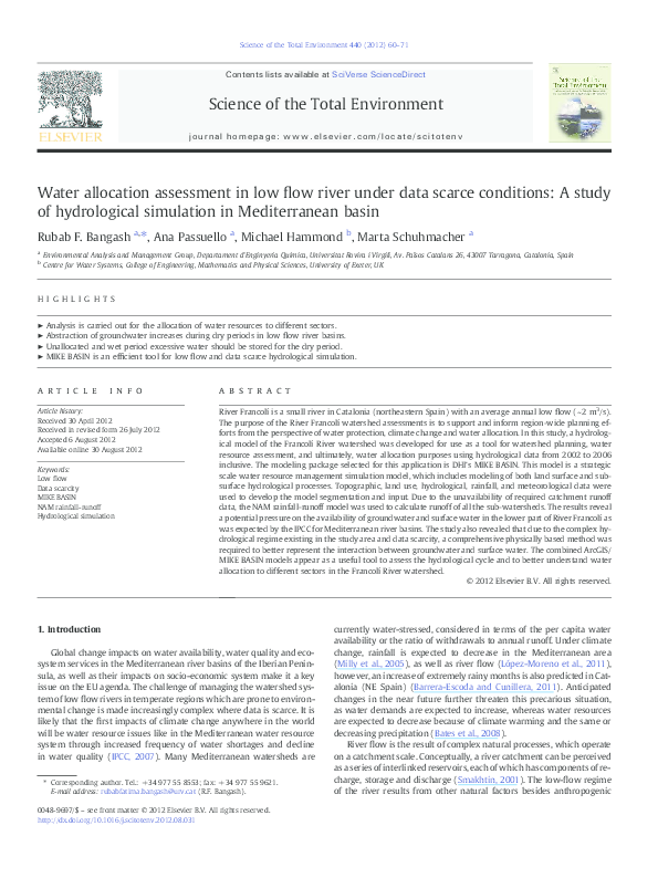 (PDF) Water allocation assessment in low flow river under data scarce ...