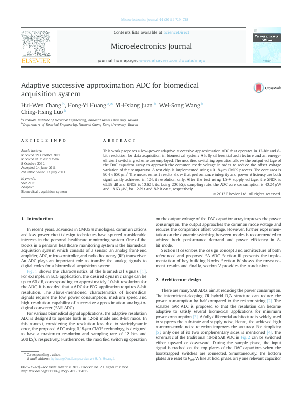 (PDF) Adaptive successive approximation ADC for biomedical acquisition ...