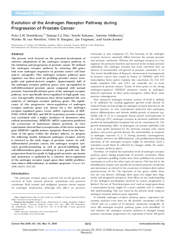 (PDF) Evolution of the androgen receptor pathway during progression of ...