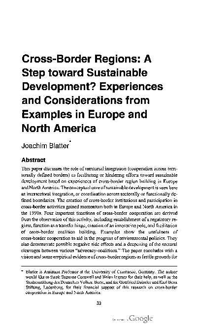 (PDF) Cross-border Regions: A Step Toward Sustainable Development? In ...