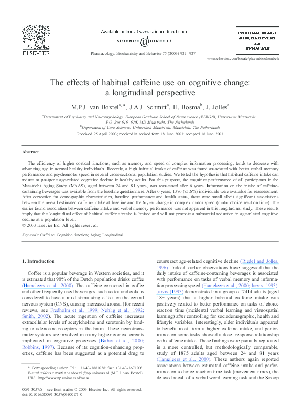 (PDF) The effects of habitual caffeine use on cognitive change: a ...