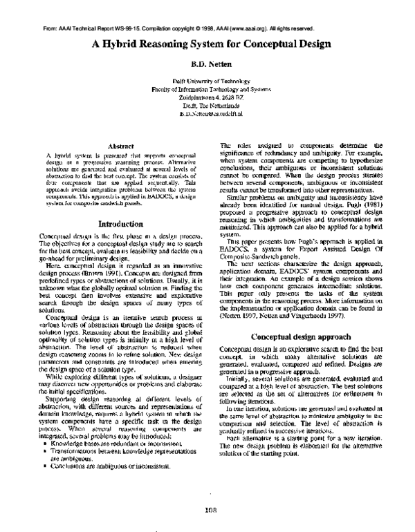 (PDF) A Hybrid Reasoning System for Conceptual Design