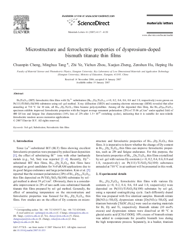 (PDF) Microstructure and ferroelectric properties of fine-grained Ba ...
