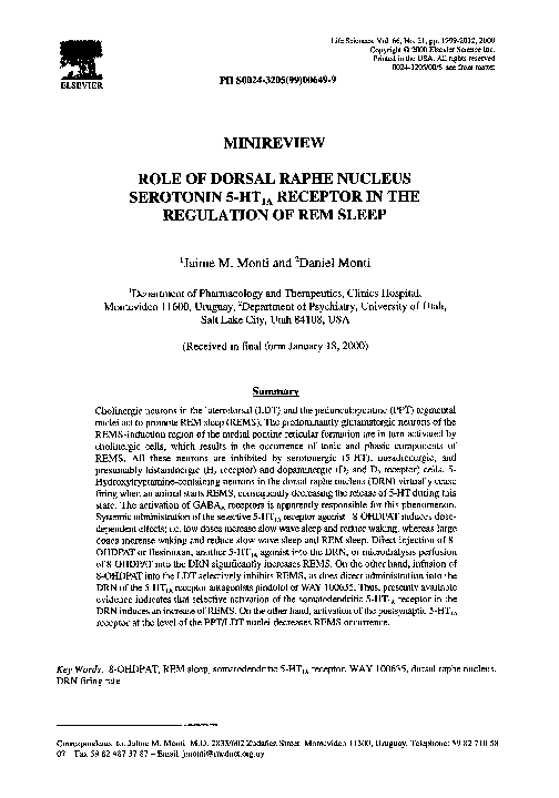 (PDF) Role of dorsal raphe nucleus serotonin 5HT 1A receptor in the ...