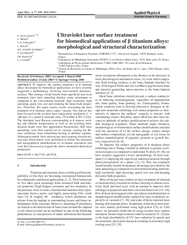 (PDF) Laser surface texturing of biomaterials: from conceptualization ...
