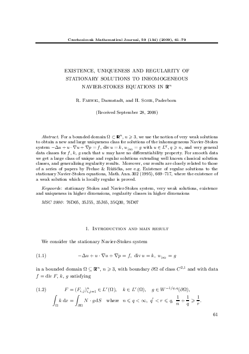 (PDF) EXISTENCE, UNIQUENESS AND REGULARITY OF S TATIONARY SOLUTIONS TO ...