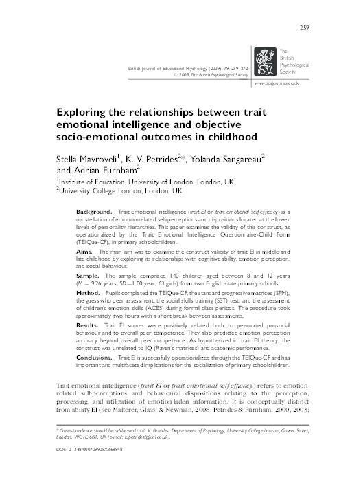 (PDF) Exploring the relationships between trait emotional intelligence ...