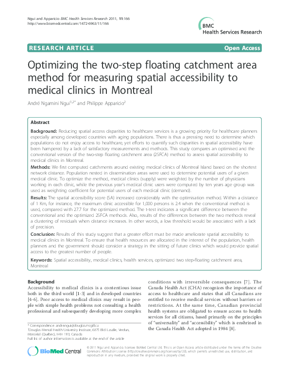 (PDF) Assessing spatial accessibility to mental health facilities in an ...