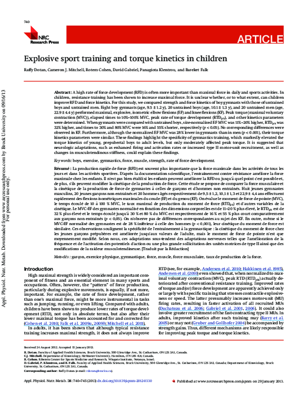 (PDF) Explosive sport training and torque kinetics in children