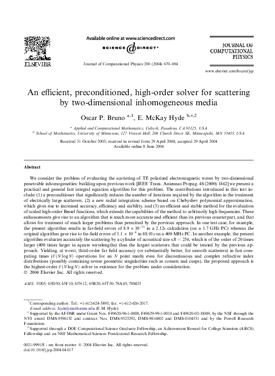 (PDF) An efficient, preconditioned, high-order solver for scattering by ...
