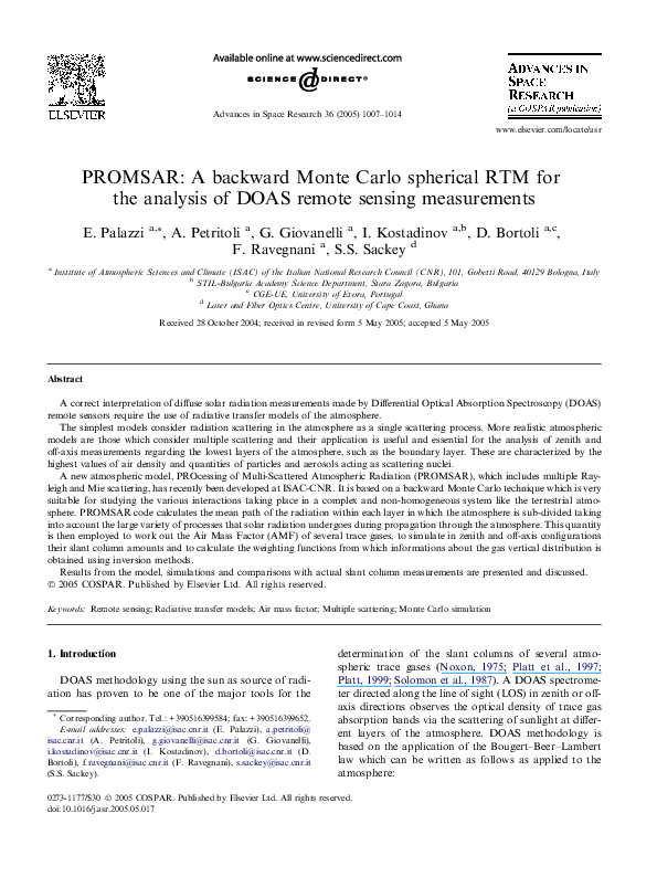 (PDF) PROMSAR: A backward Monte Carlo spherical RTM for the analysis of ...