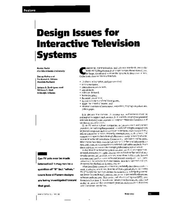 (PDF) Design issues for interactive television systems