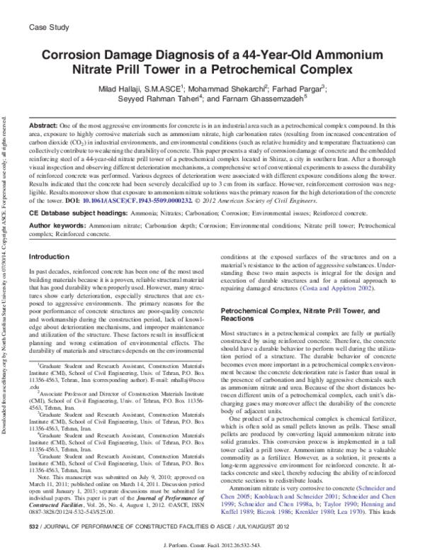  PDF Corrosion Damage Diagnosis Of A 44 Year Old Ammonium Nitrate 