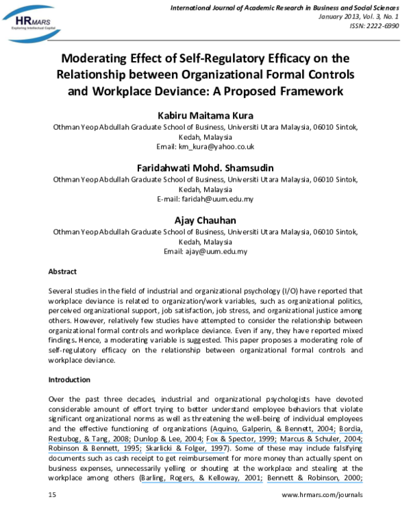 (PDF) Mediating role of self-regulatory efficacy on the relationship ...