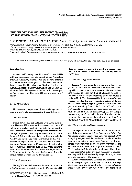 Pdf The Chlorine 36 Measurement Program At The Australian National University A Chivas Academia Edu