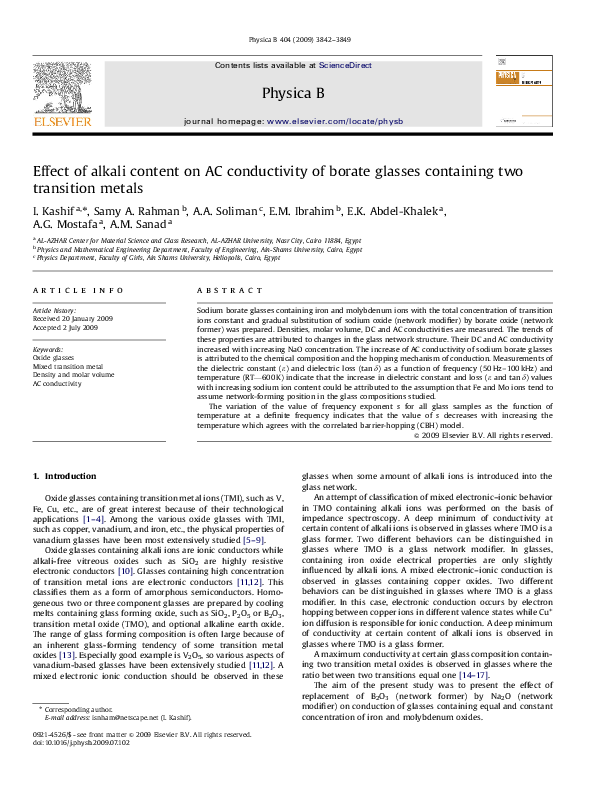 (PDF) Effect of alkali content on AC conductivity of borate glasses ...