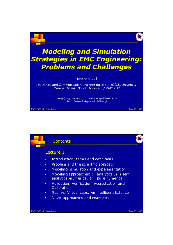(PDF) Modeling and simulation strategies in EMC engineering: Problems ...