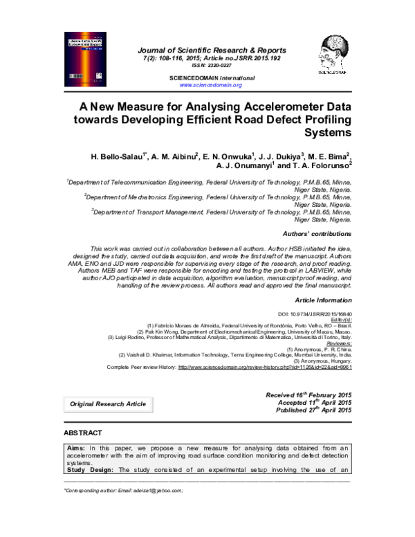 (PDF) A New Measure for Analysing Accelerometer Data towards Developing ...