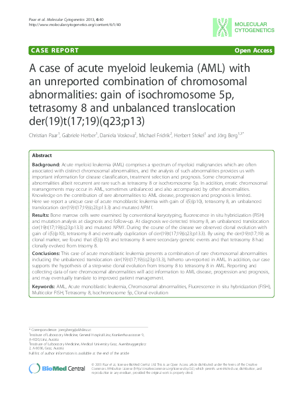(PDF) A case of acute myeloid leukemia (AML) with an unreported ...