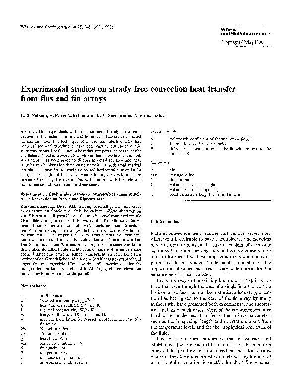 (PDF) Experimental studies on steady free convection heat transfer from ...