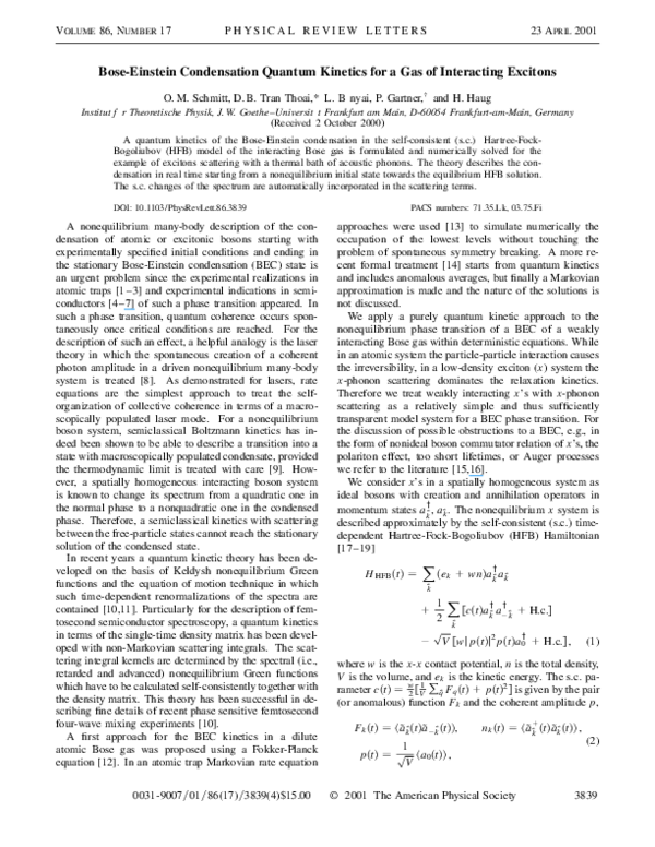 (PDF) Bose-Einstein Condensation Quantum Kinetics for a Gas of ...