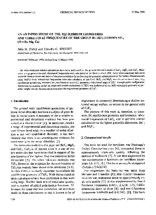 (PDF) An ab initio study of the equilibrium geometries and vibrational ...