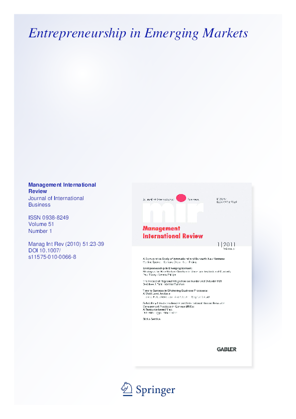 (PDF) Entrepreneurship in Emerging Markets